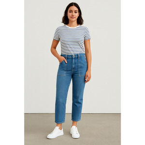 New J.Crew Women’s Utility Workwear Jeans Blue Size 31 Cropped Straight Leg